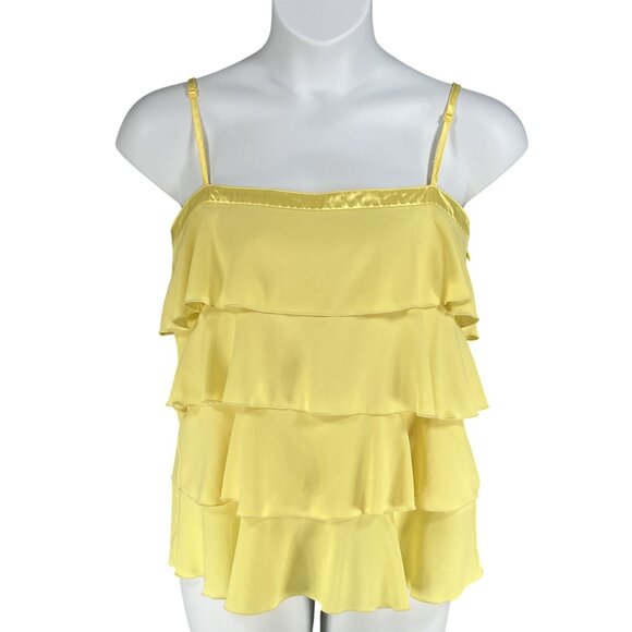 Old Navy Tiny Fit Women 2X Butter Yellow Ruffle Tiered Camisole Silky Beachy Top - Picture 1 of 14